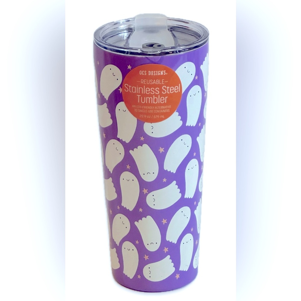 Purple And White Ghost Insulated Tumbler